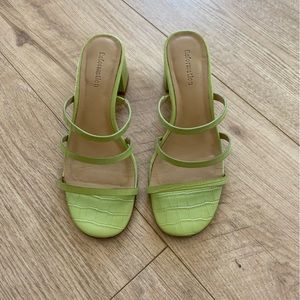 Green crocodile Reformation strappy mules